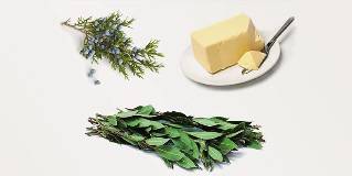 Juniper, bay leaf and butter to make fat